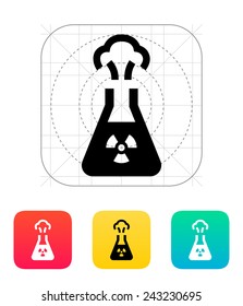 Flask with radiation icon on white background.. Vector illustration.