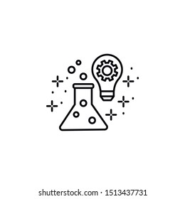 Flask, science, gear icon. Element of genius icon. Thin line icon