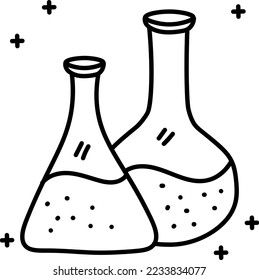 Flask science hand drawn icon vector design