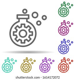 Flask, screw in multi color style icon. Simple thin line, outline vector of bioengineering icons for ui and ux, website or mobile application