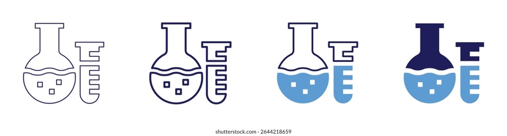 Flask shape icon in 4 different styles. Thin Line, Line, Bold Line, Duotone. Duotone style. Editable stroke.