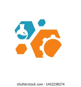 flask sign Lab logo template vector design negative space bio technology symbol