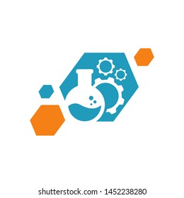 flask sign Lab logo template vector design negative space bio technology symbol