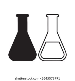 Flask silhouette and line art vector.symbol, chemistry, chemical, laboratory, science, icon, outline, design, vector, biology, equipment, medicine, illustration, flask, liquid, medical, education.