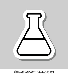 Flask simple icon vector. Flat desing. Sticker with shadow on gray background.ai