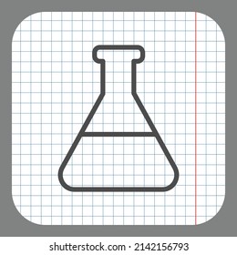Flask simple icon vector. Flat desing. On graph paper. Grey background.ai