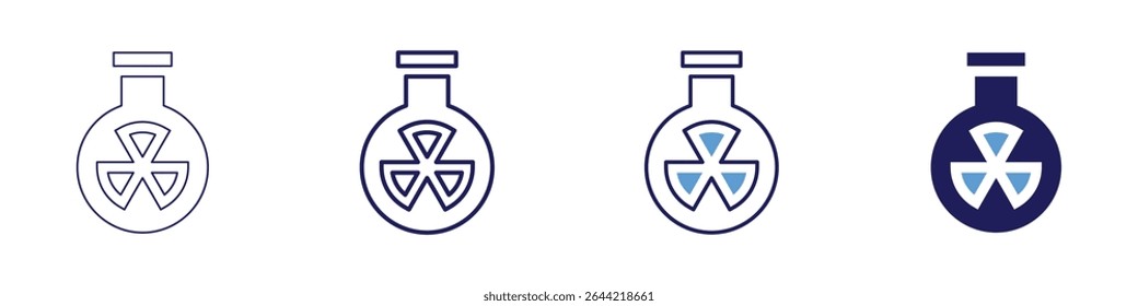 Flaschengrößensymbol in 4 verschiedenen Stilen. Dünne Linie, Linie, Fette Linie, Duotone. Duotone-Stil. Bearbeitbarer Strich.