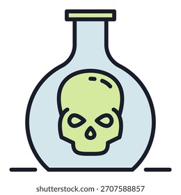 Frasco con concepto de Educación de Vector de cráneo icono de color o elemento de logotipo