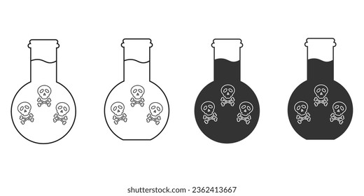 Flask with skulls inside icon. Poison vector ilustration.