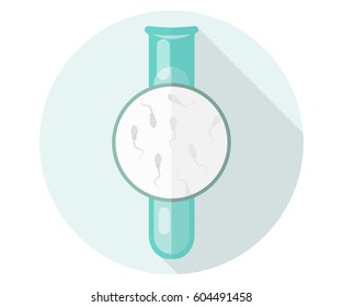 
Flask with sperm. Flat illustration, eco, artificial insemination, Children in vitro.