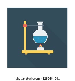 flask stand with a beaker for a lab 