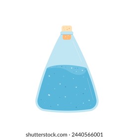 Flask of still water isolated on white background. Fresh clean drink bottle. Aqua healthy cold beverage. Stay hydrated. Vector flat illustration.