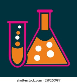 flask with substance as chemistry - Stock Vector Illustration