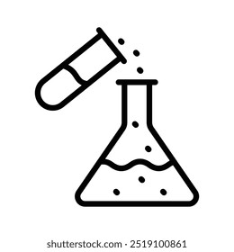 Frasco con tubo de ensayo, un ícono increíble de experimento en estilo moderno, listo para usar Vector, aparato de laboratorio