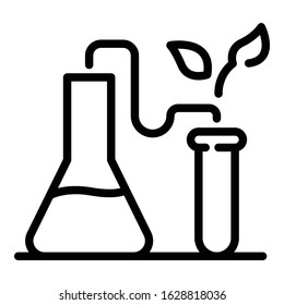 Flask and test tube icon. Outline flask and test tube vector icon for web design isolated on white background