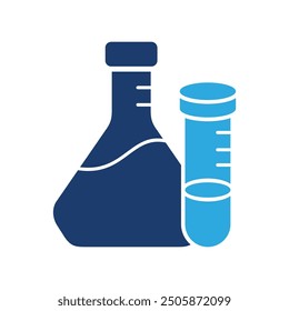 Flask test tube icon solid vector design in trendy style