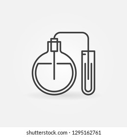 Flask with test tube icon - vector chemistry glassware concept sign or logo element in thin line style