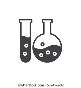 Flask and test tube icon vector, filled flat sign, solid pictogram isolated on white. Chemistry lab symbol, logo illustration. Pixel perfect
