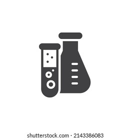 Flask and test tube vector icon. filled flat sign for mobile concept and web design. Laboratory glassware glyph icon. Symbol, logo illustration. Vector graphics