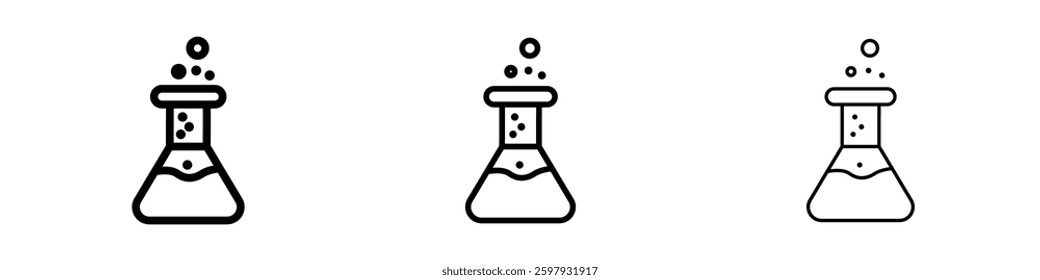 Flask thin line vector icon set.