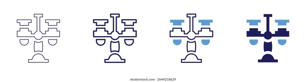 Flask titrant icon in 4 different styles. Thin Line, Line, Bold Line, Duotone. Duotone style. Editable stroke.