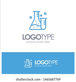 Flask, Tube, Lab, Science Blue outLine Logo with place for tagline. Vector Icon Template background