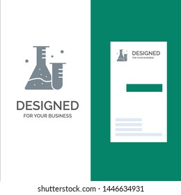 Flask, Tube, Lab, Science Grey Logo Design and Business Card Template