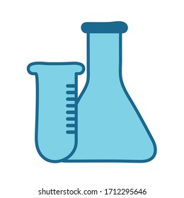 Flask and tube line and fill style icon design, Science chemistry laboratory research technology biology equipment and test theme Vector illustration