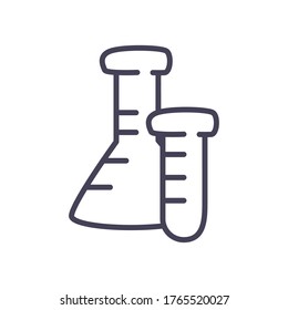 Flask and tube line style icon design, Chemistry science and laboratory theme Vector illustration