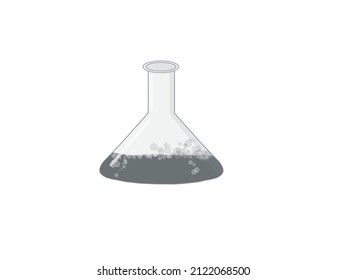 Flask. Vaccine research. Witch's potion. Medical vessel. Vector flat illustration. Chemical substance