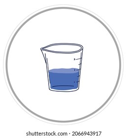 flask with vaccine. substances in a chemical laboratory. linear illustration