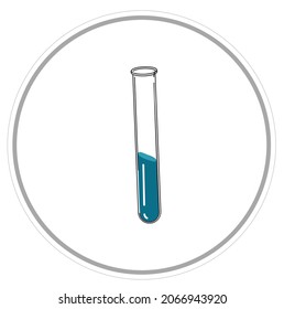 flask with vaccine. substances in a chemical laboratory. linear illustration