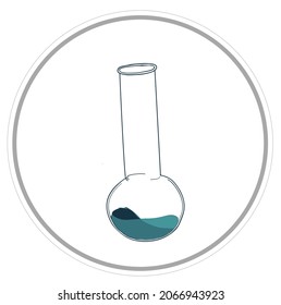 flask with vaccine. substances in a chemical laboratory. linear illustration