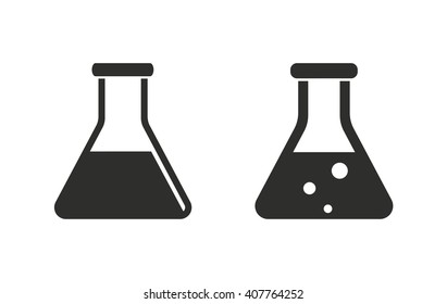 Flask   vector icon. Black  illustration isolated on white  background for graphic and web design.