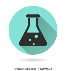 Flask vector icon. Black Illustration isolated on green background for graphic and web design.