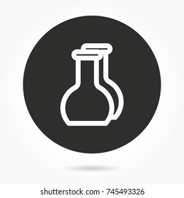 Flask vector icon. Illustration isolated for graphic and web design. Round button.
