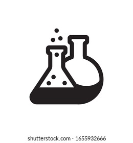 Flask vector icon, lab test tube symbol isolated on white background. Chemical beaker, medical research equipment, erlenmeyer logo