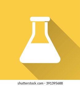 Flask   vector icon with long shadow.  Illustration  for graphic and web design.