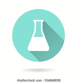 Flask vector icon with long shadow. Illustration isolated for graphic and web design.