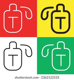 Icono de vector de máscara, icono de estilo de contorno, de la colección de iconos de aventura, aislado en fondo rojo, amarillo, blanco y verde.