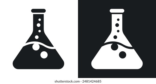Flask vector icon set in black color.