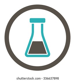 Flask vector icon. Style is bicolor flat rounded symbol, grey and cyan colors, rounded angles, white background.