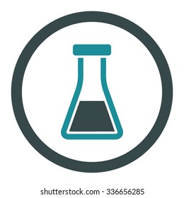 Flask vector icon. Style is bicolor flat rounded symbol, soft blue colors, rounded angles, white background.