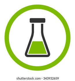 Flask vector icon. Style is bicolor flat rounded symbol, eco green and gray colors, rounded angles, white background.