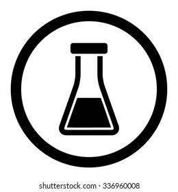 Flask vector icon. Style is flat rounded symbol, black color, rounded angles, white background.