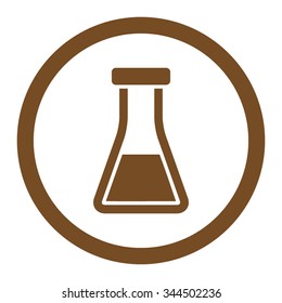 Flask vector icon. Style is flat rounded symbol, brown color, rounded angles, white background.