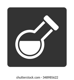 Flask vector icon. Style is flat rounded square button, white and gray colors, white background.