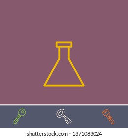 flask vector icon.Outline flask illustration of vector symbol.Bonus broken key graphic concept