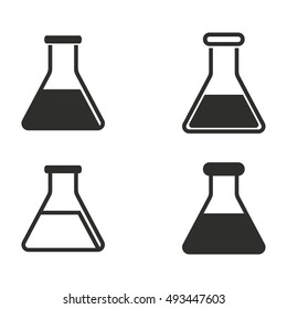 Flask vector icons set. Black illustration isolated on white background for graphic and web design.