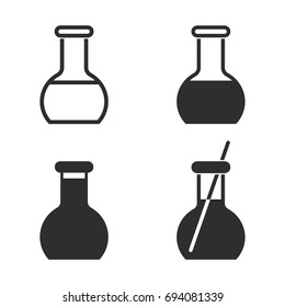 Flask vector icons set. Black Illustration isolated for graphic and web design.